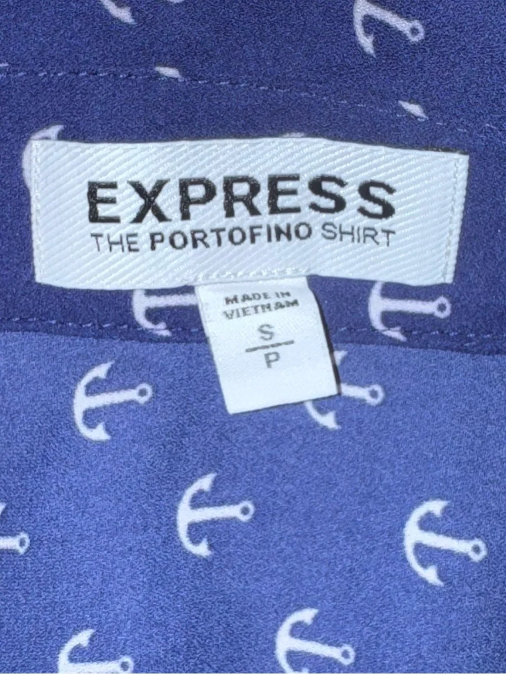 Express Portofino Navy Anchor Print Button Front Blouse Sheer Nautical Small - Picture 8 of 10